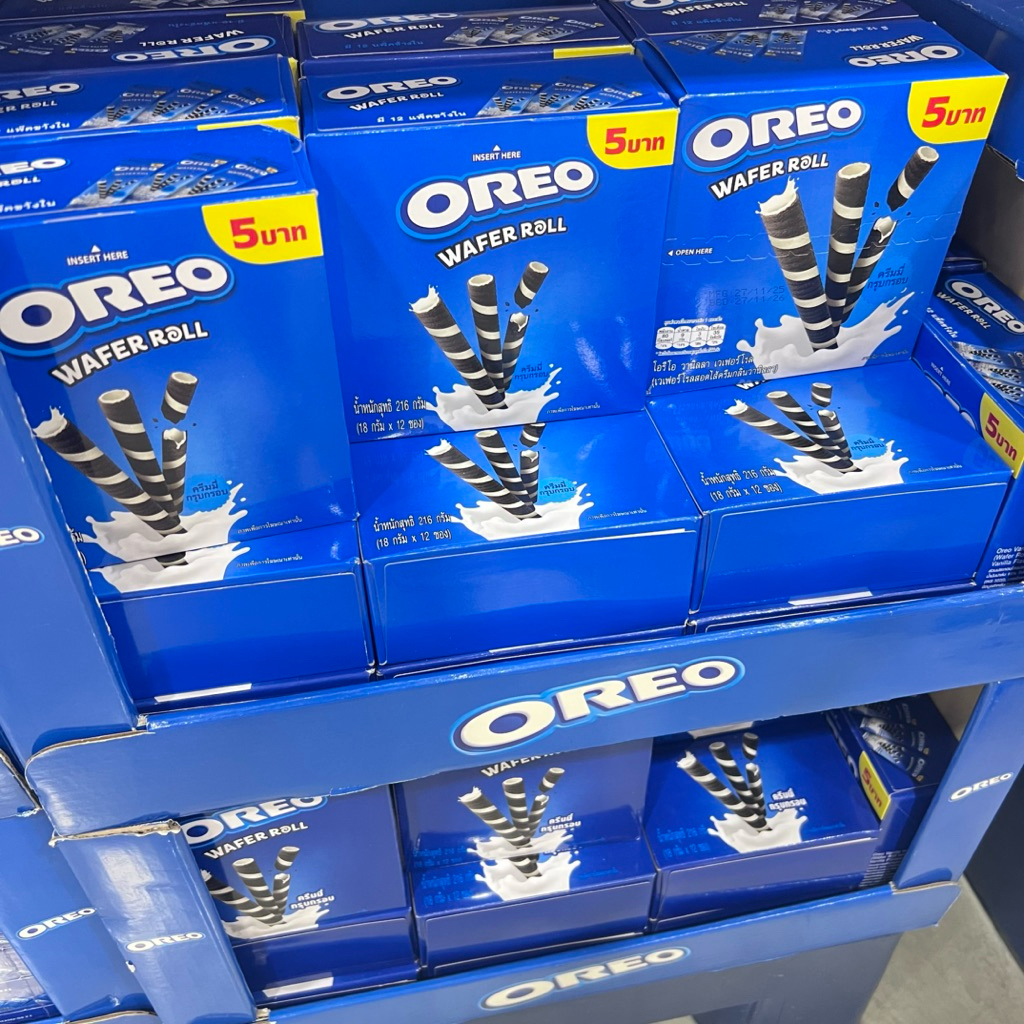 Oreo wafer roll โอริโอ้เวเฟอร์โรลล์ พร้อมส่ง ขนมโอริโอ้วานิลลา 18 ก. x แพ็ค 12 ชิ้น