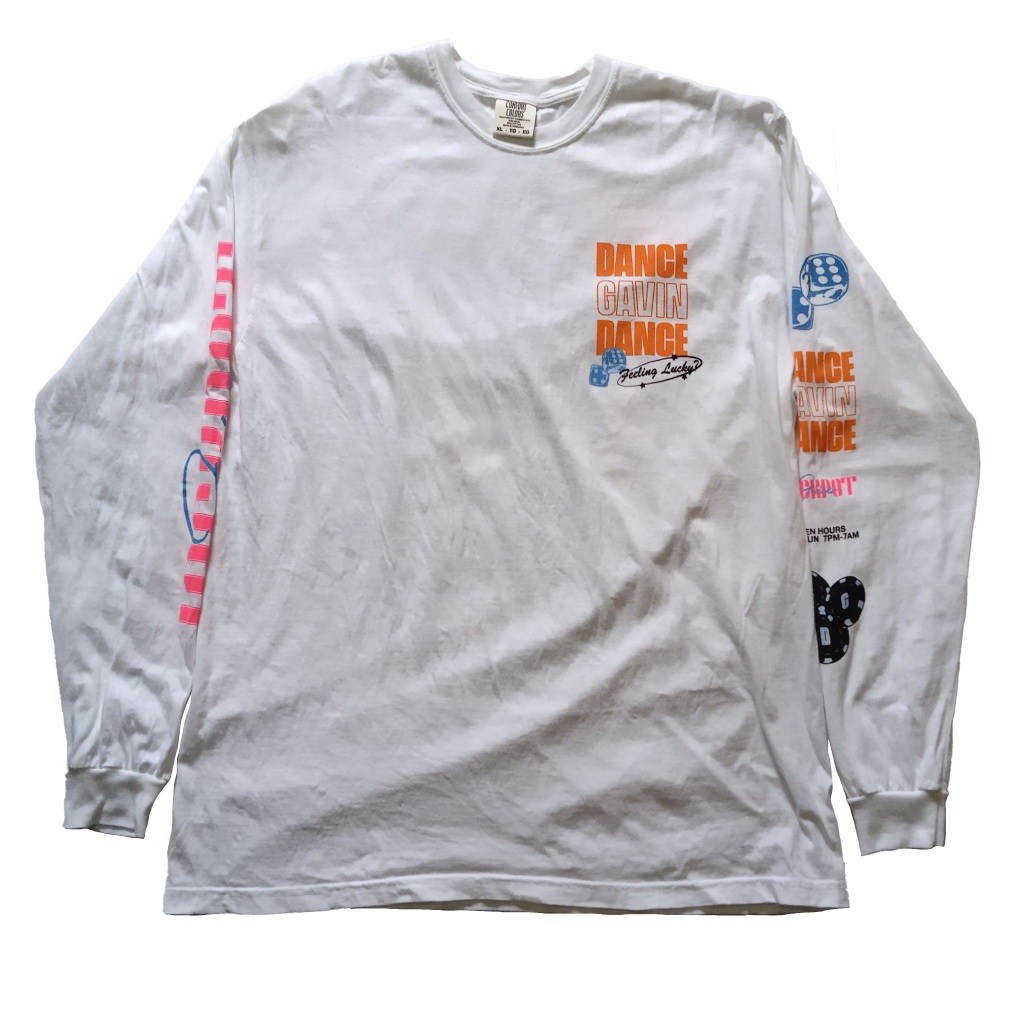 เสื้อวง Dance Gavin Dance Jackpot Juicer White Long Sleeve ไซส์XL ของแท้นำเข้า 100% ของใหม่มือหนึ่ง 