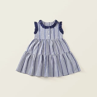 Hania kids ชุดเดรสลายสก็อตน่ารักๆตกแต่งลูกไม้ สไตล์เกาหลี พร้อมส่งในไทย - K6125998