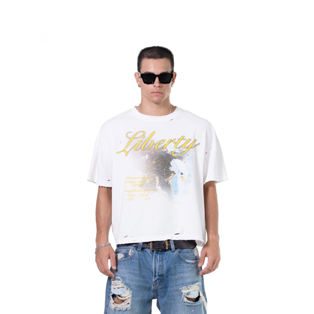 Pre-order (14-20days) แบรนด์เวียดนาม Stressmama | SS26 LIBERTY T-SHIRT - WHITE