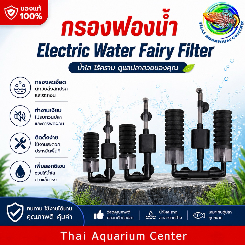 กรองฟองน้ำแบบมีมอเตอร์ในตัว (Electric Sponge Filter) รุ่น YU-118C / YU-119C / YU-228C / YU-229C