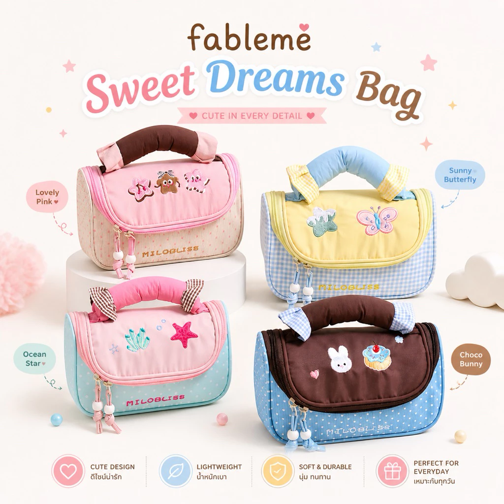 FABLEME ✨ COSMETIC BAG  SWEET DREAM กระเป๋าเครื่องสำอางค์ thumbnail 6