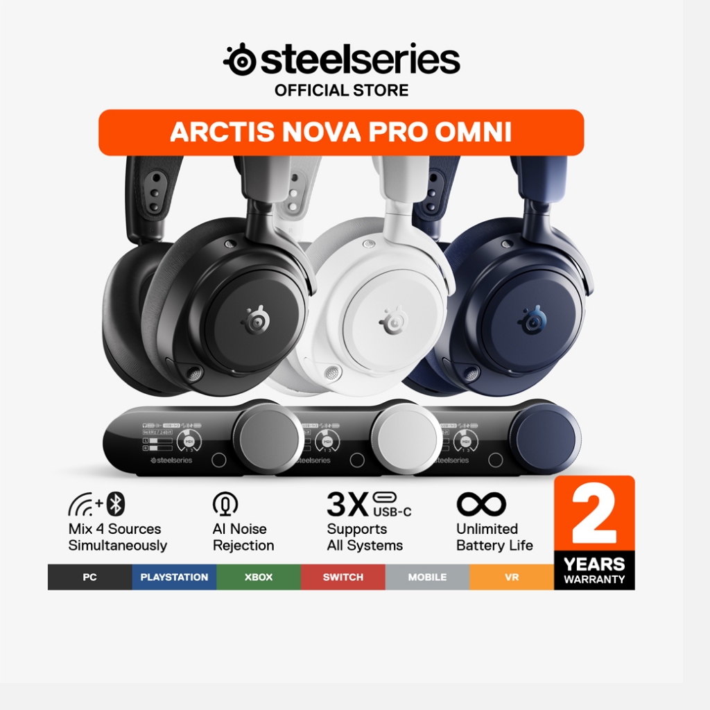 SteelSeries Arctis Nova Pro Omni หูฟังไร้สาย Hi-Res 96kHz/24bi รองรับ OmniPlay