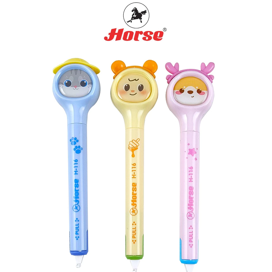 H0rse (ตราม้า) เทปลบคำผิด ตราม้า รุ่น H-116 ทรงปากกา ลายการ์ตูน จำนวน 1 อัน