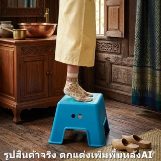IKEA BOLMEN เก้าอี้เตี้ย เก้าอี้สตูลเตี้ย สี ฟ้า ขาว ดำ