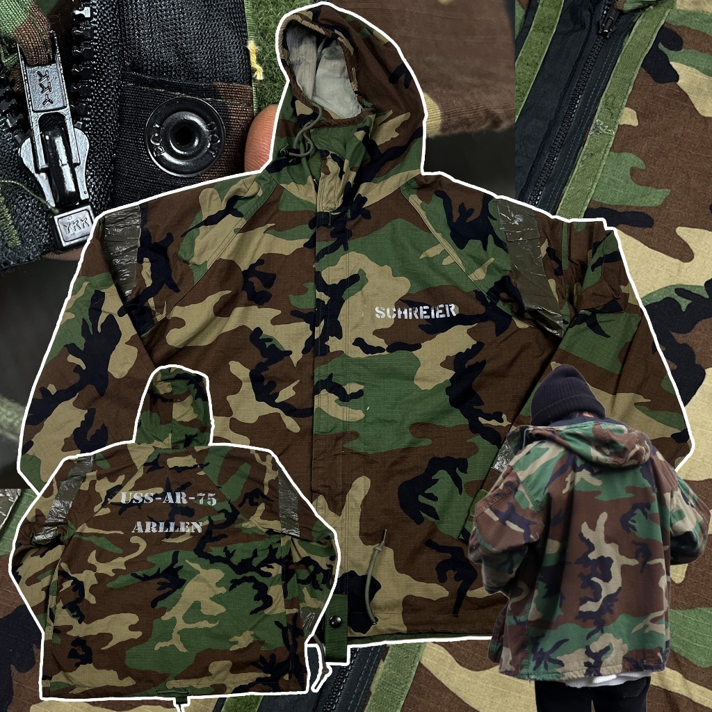 แจ็คเก็ตวินเทจ Vintage US Army M81 Woodland Camo Jacket - Military Surplus Parka แจ็คเก็ตเดินป่า มี 