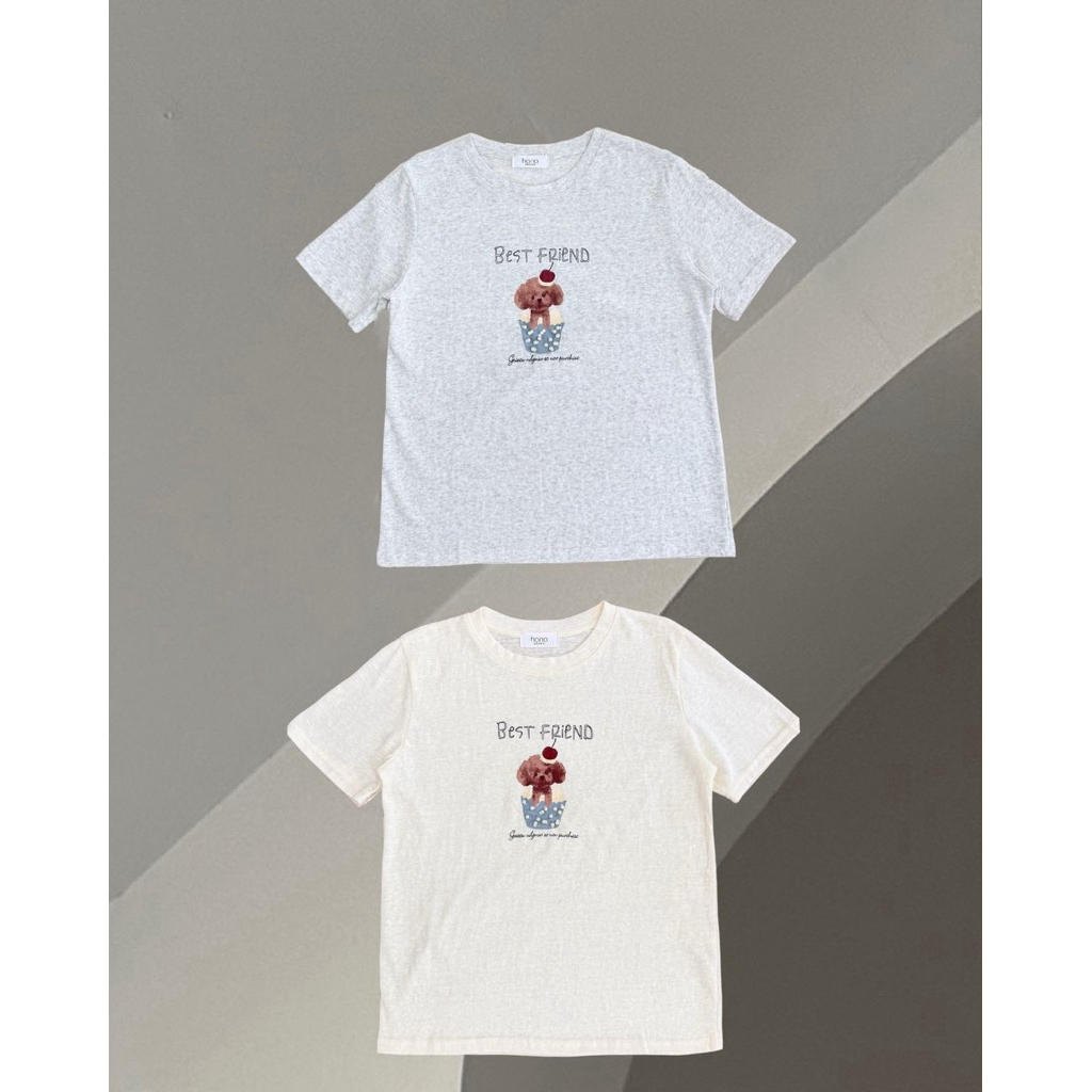 HANABRAND: PudleTop (พุเดิ้ล)  เสื้อคอกลม แขนสั้น ผ้านิ่มมาก เนื้อผ้าคอตตอนสลาฟ สกรีนลายน้องหมาน่ารักด้านหน้า