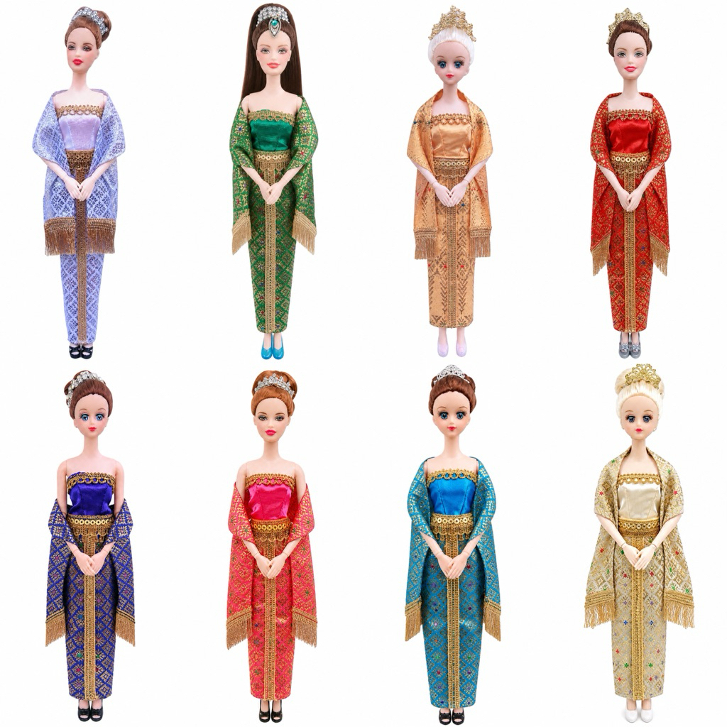 ชุดไทยตุ๊กตา ชุดตุ๊กตา ชุดFR เสื้อผ้าตุ๊กตา ชุดตุ๊กตาความสูง 30 ซม.(12 นิ้ว)หรือสเกล 1/6 นิ้ว ชุดถวาย ถวายแก้บนได้