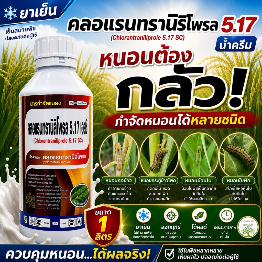 คลอแรนทรานิลิโพรล#พรีวาธอน คลอแรนทรานิลิโพรล 1ลิตร กำจัดแมลง สัมผัส+ดูดซึม กินและถูกตัวป้องกันได้นาน