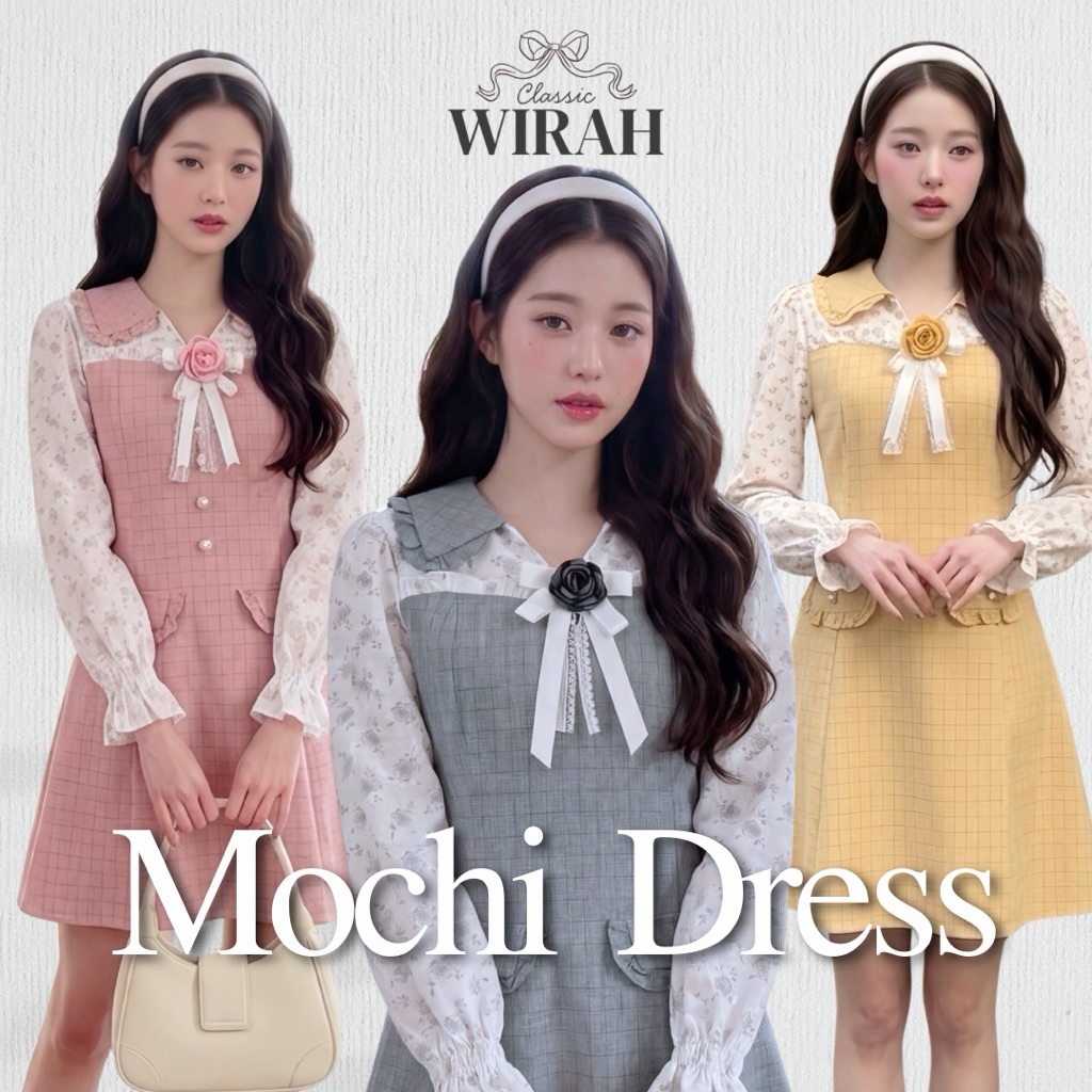 DW346 Mochi Dress ชุดเดรสแขนยาวดีไซน์น่ารัก เนื้อผ้านิ่มใส่สบาย