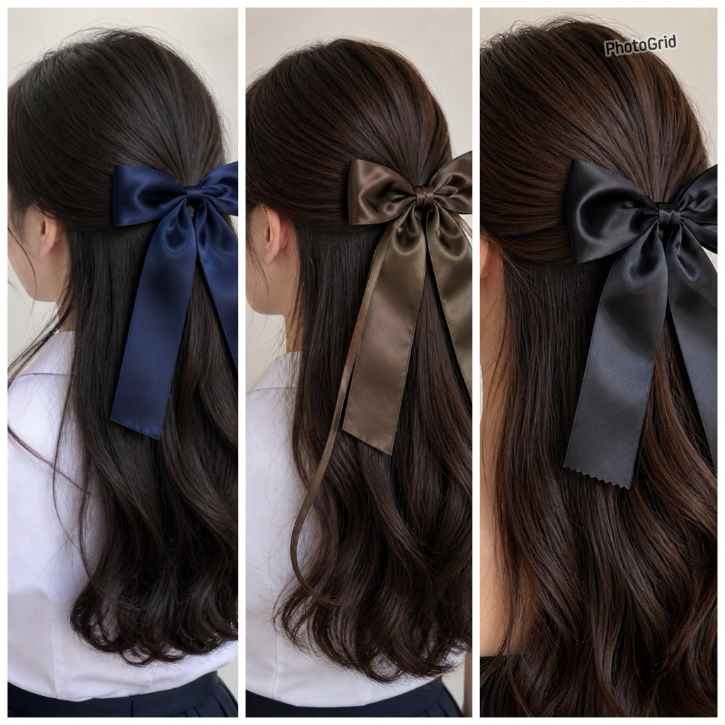 โบว์นักเรียนสีสุภาพ กิฟปากเป็ดสินค้าพร้อมส่งจากไทย