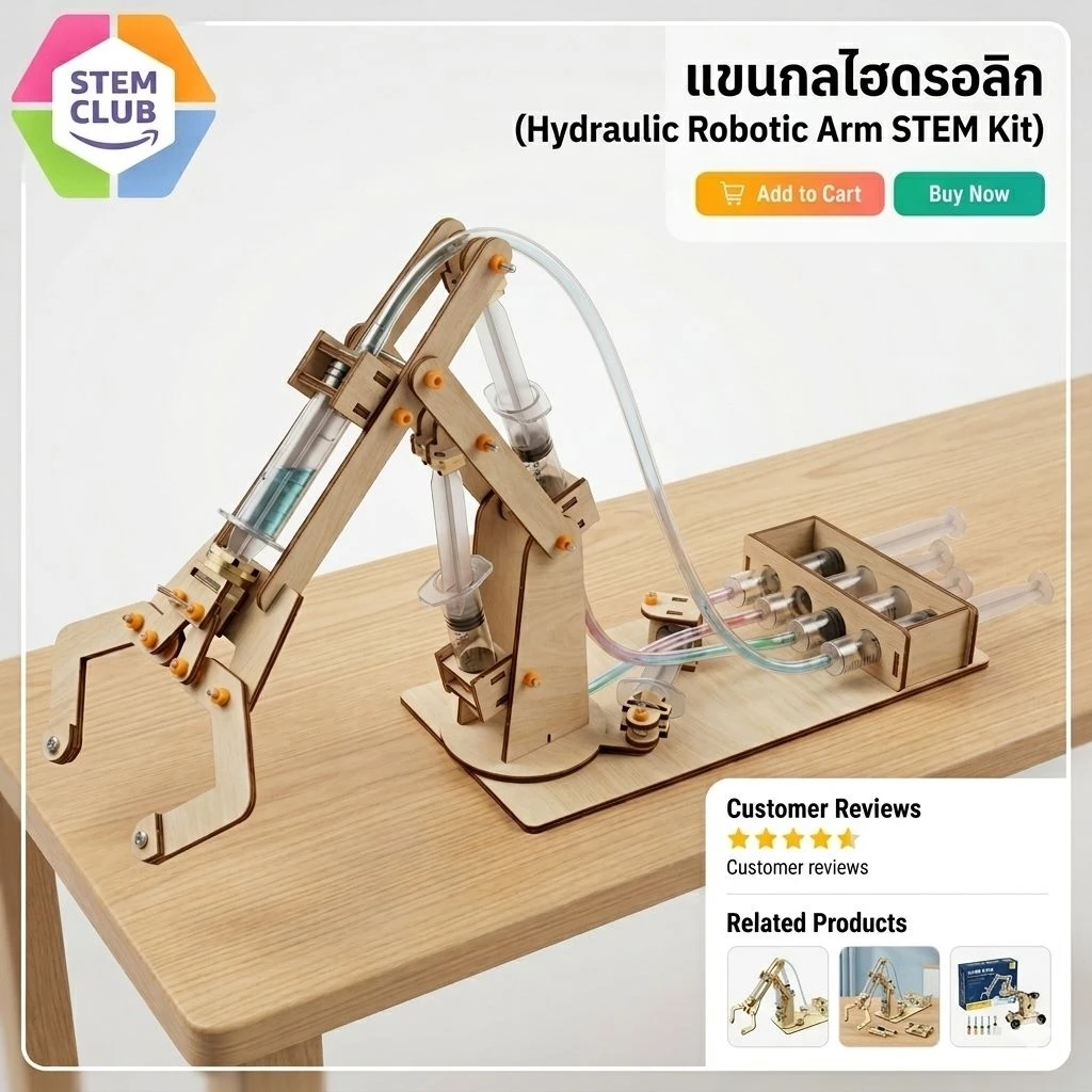 พร้อมส่ง!!สิ่งประดิษฐ์ การทดลองวิทย์ DIY แบบจำลองลูกสูบแขนกลไฮดรอลิก การทดลองวิทยาศาสตร์ของเล่น Stem