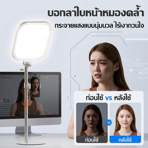 ไฟไลฟ์สดตั้งโต๊ะ ที่จับมือถือ โหมดไฟ 3 สี ไฟไลฟ์สด ไฟถ่ายรูป เซลฟี่ อัดวิดีโอ แต่งหน้า ถ่ายรูปสินค้า