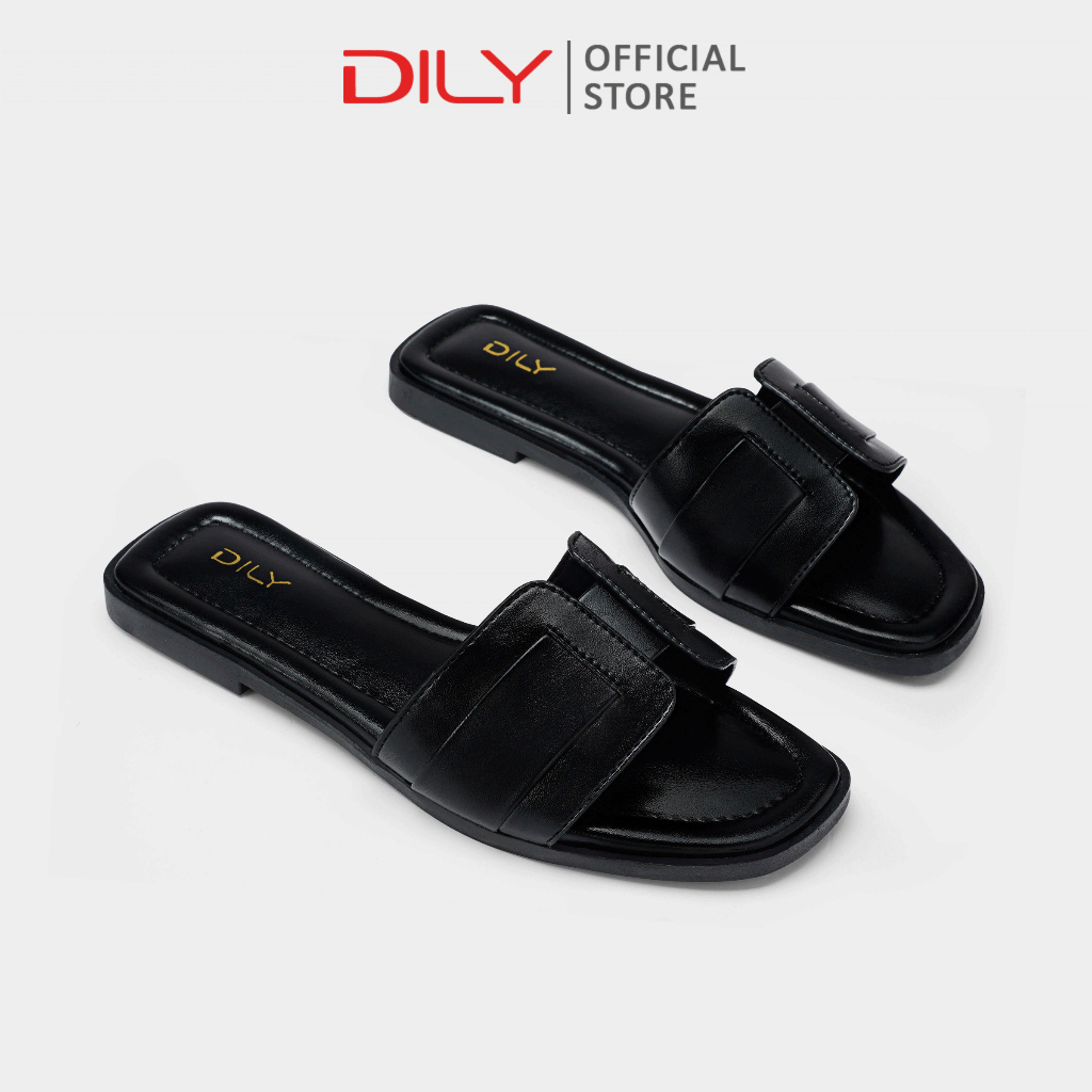 รองเท้าแตะแบนผู้หญิง DILY ดีไซน์สายคาดหน้าตกแต่งเก๋ พื้นเตี้ย 1 ซม. ใส่สบาย รุ่น DL0614