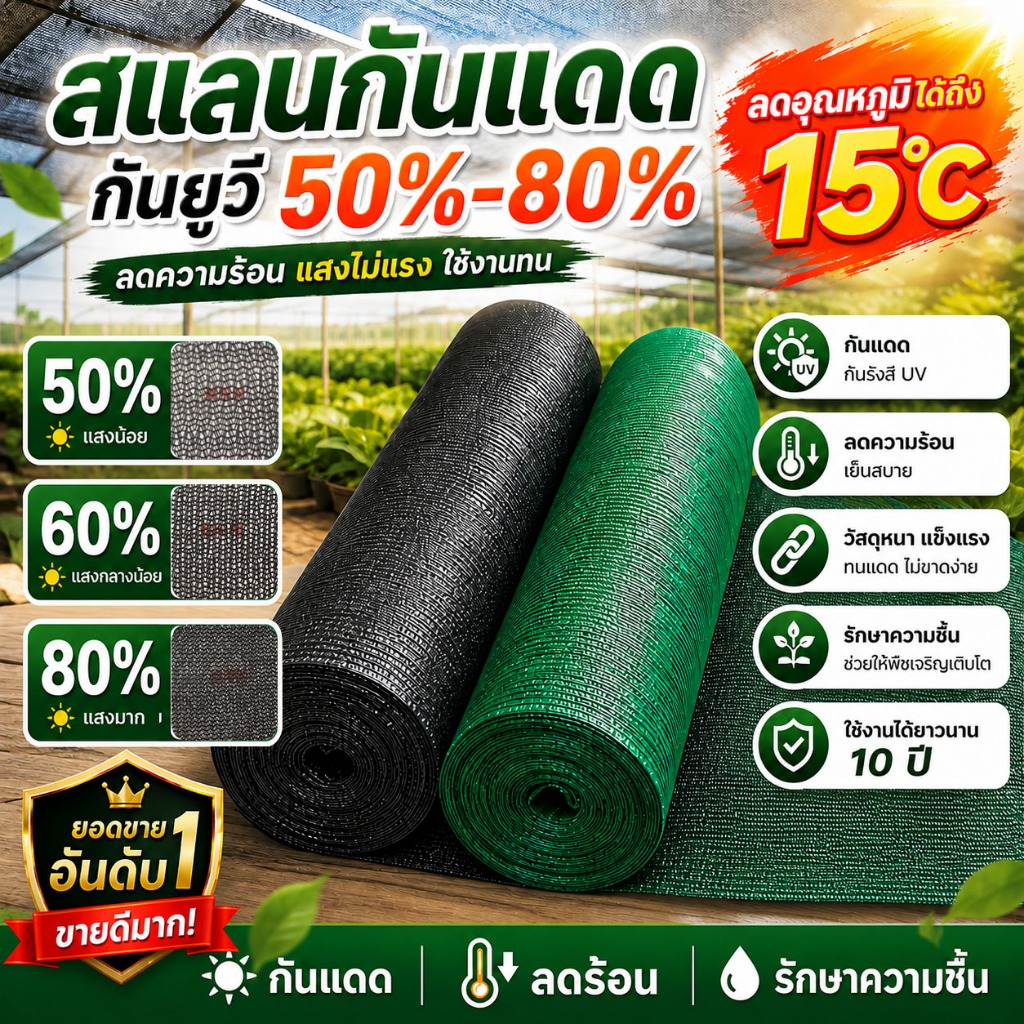 【COD】ตาข่ายกรองแสง สแลม สแลนกรองแสง หลากหลายความถี่ กว้าง 2 เมตร