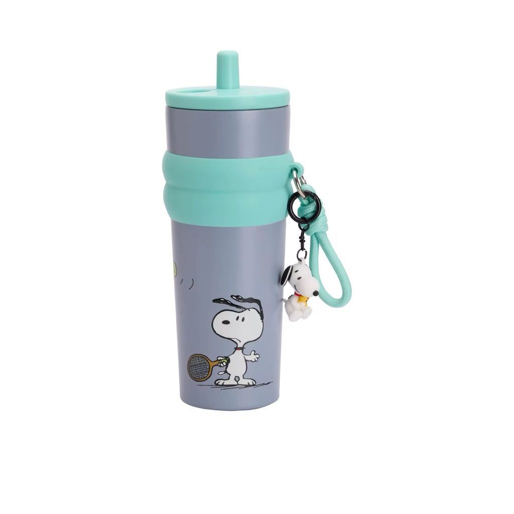 แก้วน้ำเก็บอุณหภูมิ Snoopy พร้อมพวงกุญแจ 3D ความจุ 700 มล. สีเทา แบรนด์ Tora