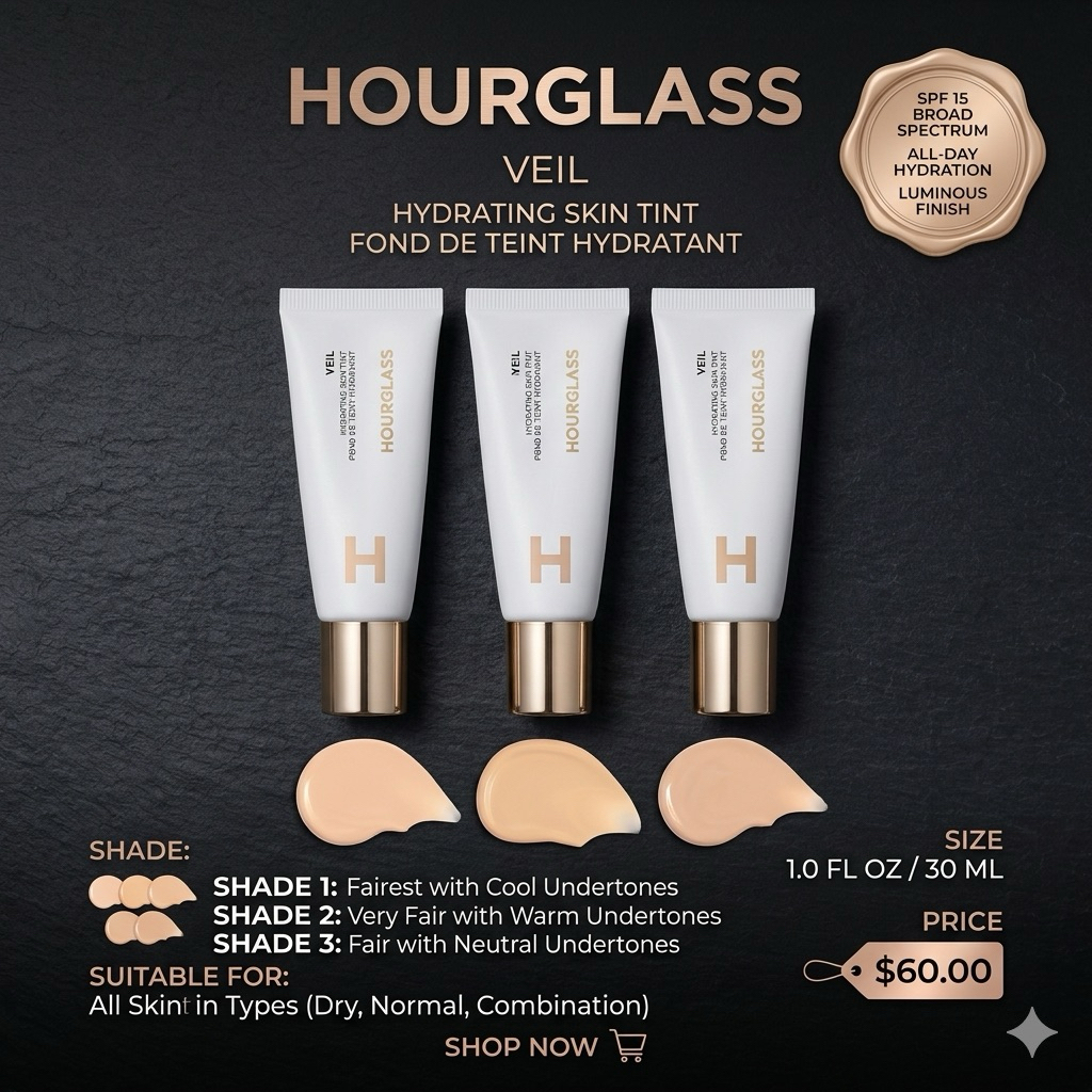 Newly! ⏳ Hourglass ฉลากไทย/พร้อมส่ง มีแบ่งขาย รองพื้นสูตรบำรุงผิว VEIL HYDRATING SKIN TINT