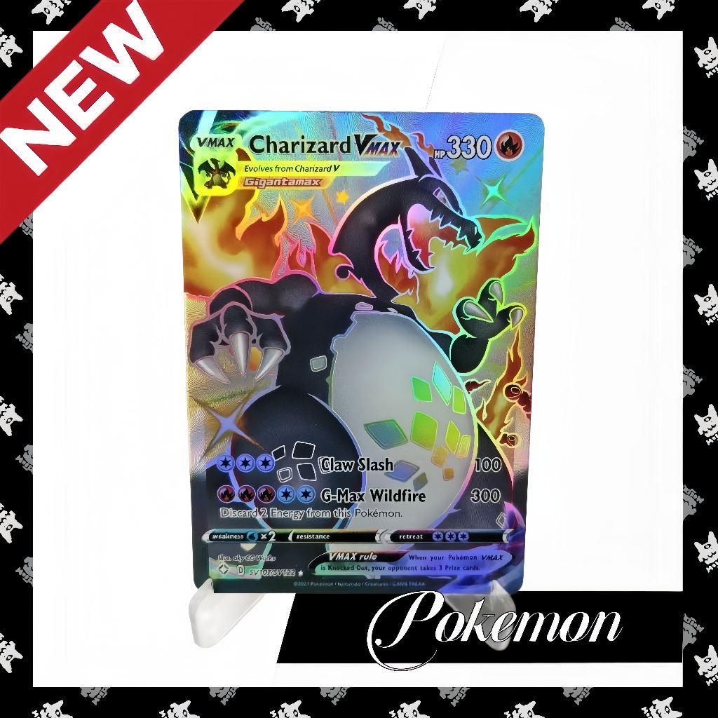 【จัดส่งทันที】 Pokemon 2021 Charizard VMAX UR [SV107/SV122] Sword & Shield (Shining Fates) (EN)