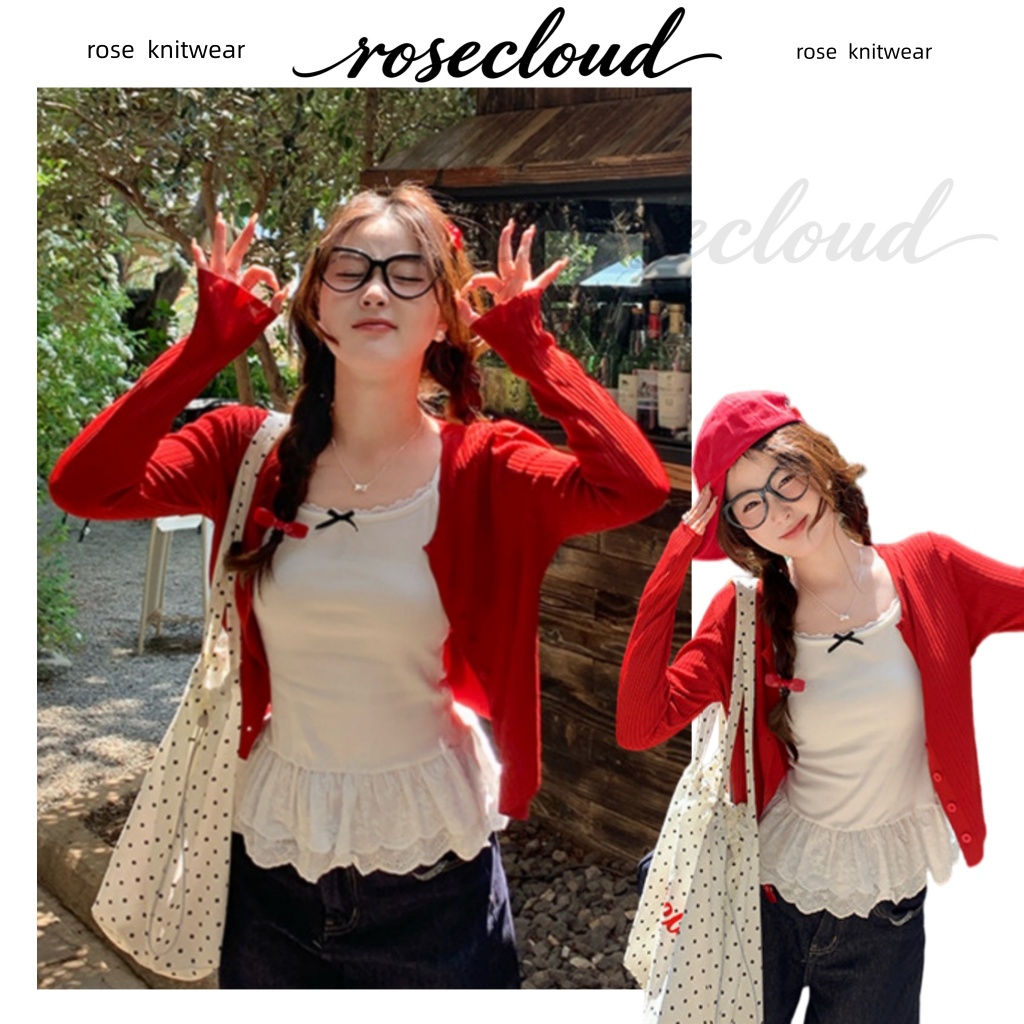 🌟rosecloud🌟เสื้อคาร์ดิแกนถัก ไม่เป็นขุย ทรงหลวม ช่วยให้ดูผอมเพรียว ใช้งานได้หลากหลาย สไตล์เกาหลี13991