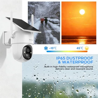 MeeGoo กล้องวงจรปิดโซล่าเซลล์ 3MP HD Wifi กล้องวงจรปิดไร้สาย กันน้ำIP65 Battery Power กลางคืนสีสัน
