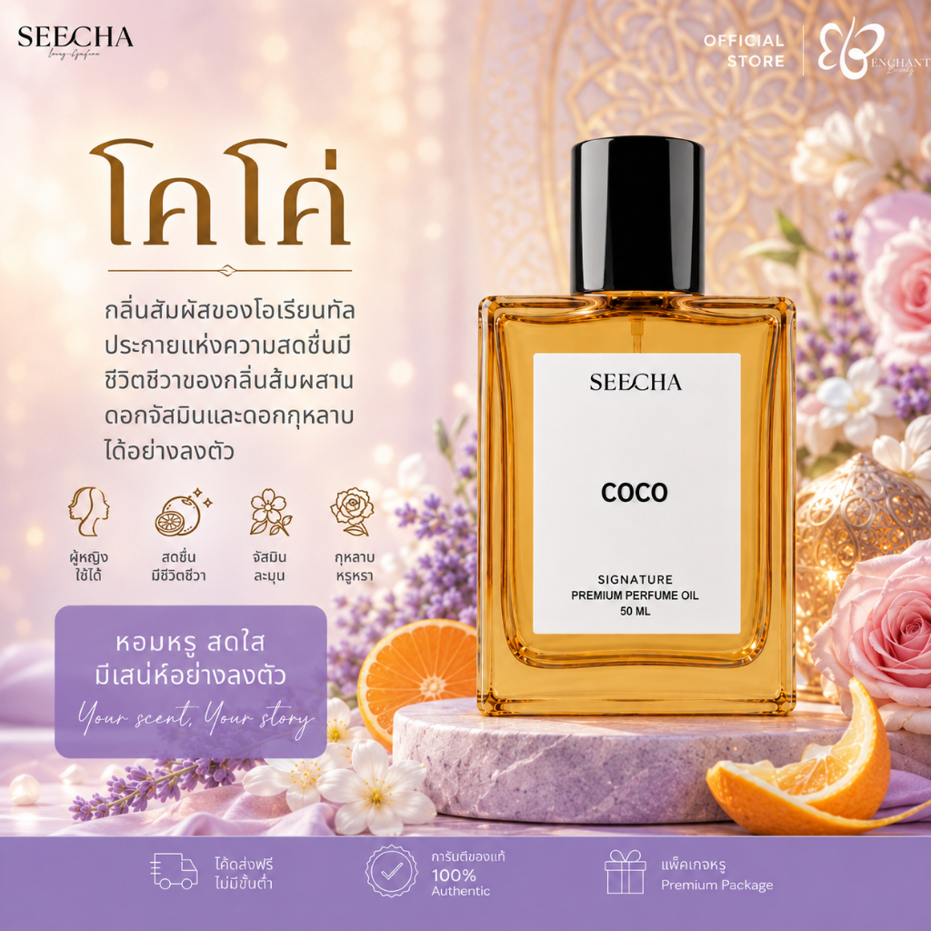 ❤️ 84 COCO โคโค่ ❤️ Seecha Oil Perfume น้ำหอมสีชา น้ำหอมออยล์ ขนาด 50ML ขวดใหญ่ ใช้นาน 1-2 เดือน