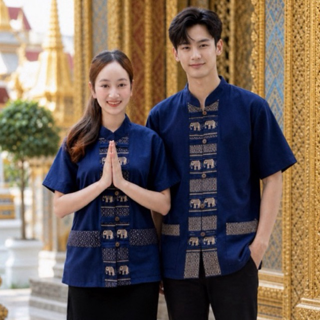 ช้างสีกรม ผ่าหน้า 5กระดุม ชาย/หญิง