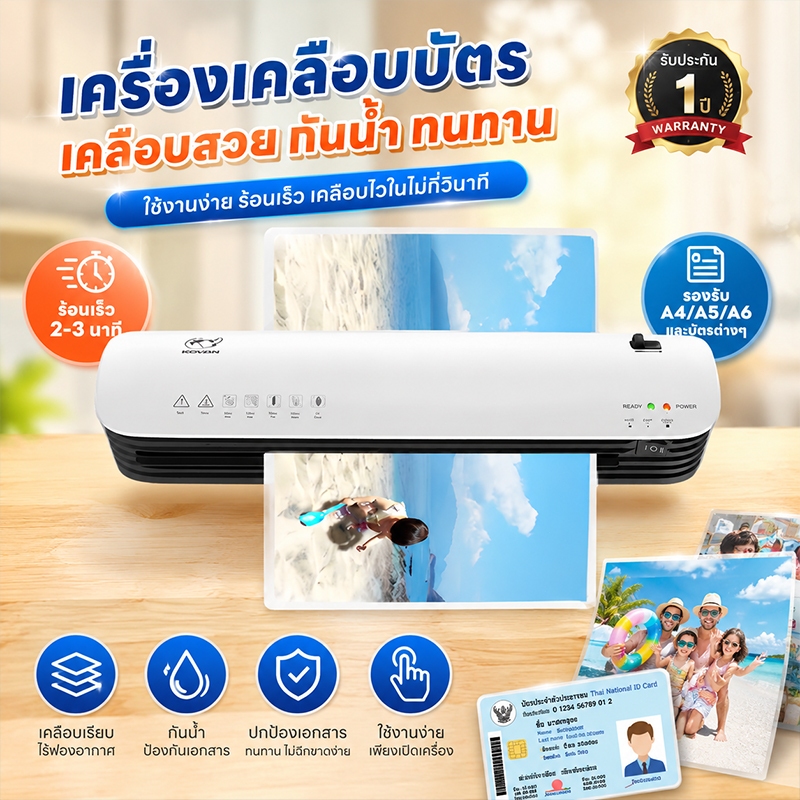 เครื่องเคลือบA4 รุ่นSL399 เครื่องเคลือบกระดาษ A4 A3 A5 ABSป้องกันการ์ด เคลือบร้อนและเย็นได้ 5in1 เครื่องเคลือบบัตร