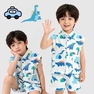 BB033 ชุดเด็กผู้ชาย เสื้อผ้าเด็ก ชุดเซต 2 ชิ้น เสื้อ+กางเกง ลายการ์ตูน แฟชั่นฤดูร้อน