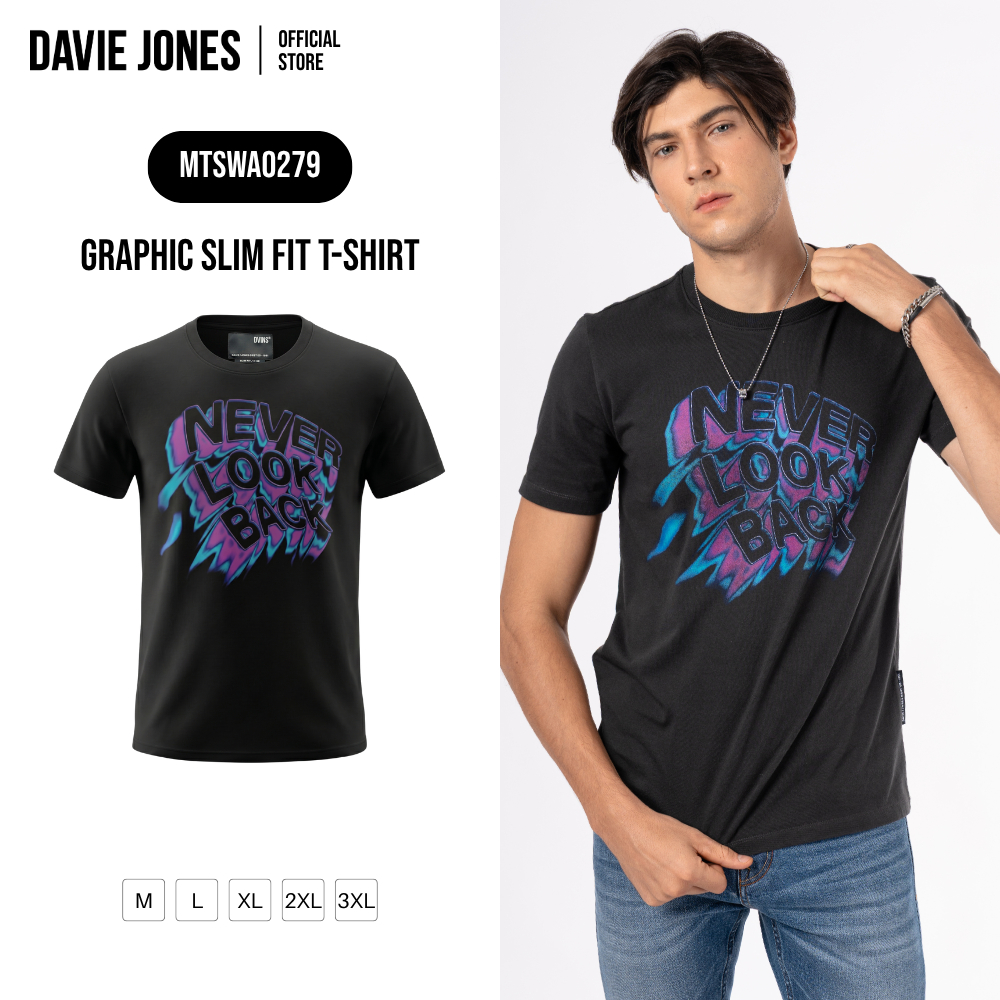 DAVIE JONES [BE FEARLESS] เสื้อยืดผู้ชาย Graphic Slim Fit T-Shirt สีเทา WA0279