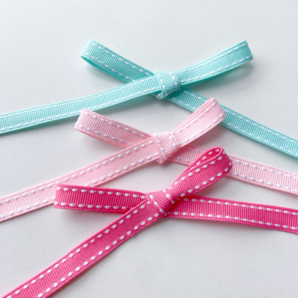 ♡  พร้อมส่ง | (5 หลา) Stitch Ribbon โบว์ ริบบิ้น เส้นประ กรอสเกรน ขนาด 10 mm / 1 cm ราคาถูก Shopee Lazada