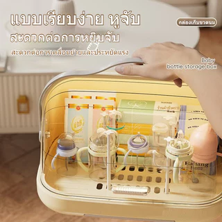 HOHO กล่องเก็บขวดนม กล่องเก็บขวดนมอเนกประสงค์ ตัวฝาปิดป้องกันฝุ่นละอองและเชื้อแบคทีเรีย กล่องเก็บภาชนะ พร้อมหู