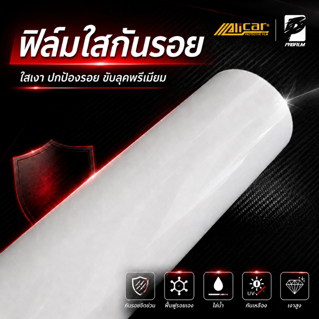 [Alicar แท้100%] ฟิล์มใสกันรอย เคลือบใสกันรอย สติ๊กเกอร์ใสกันรอย ไม่ทิ้งคราบกาว