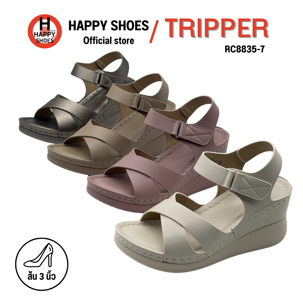 TRIPPER ทริปเปอร์ RC8835-7 รองเท้ารัดส้นเพื่อสุขภาพ สำหรับผู้หญิง ส้นรองเท้า 3 นิ้ว หนังนุ่ม สวมใส่สบายเท้า