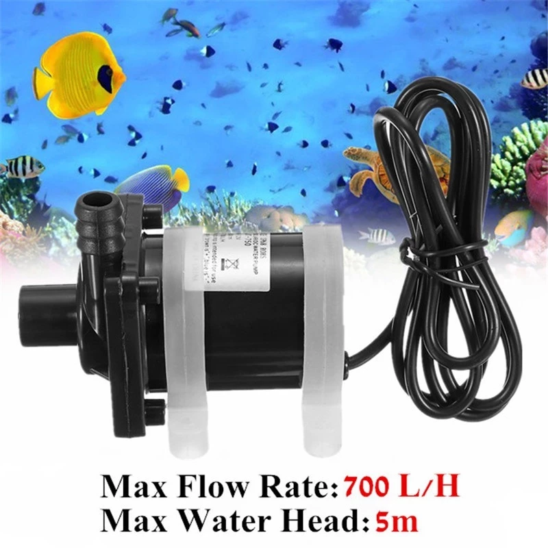 ปั๊มน้ำมอเตอร์ DC 12V 700L/H ปั๊มจุ่มไร้แปรง พลังงานแสงอาทิตย์ ประหยัดไฟ