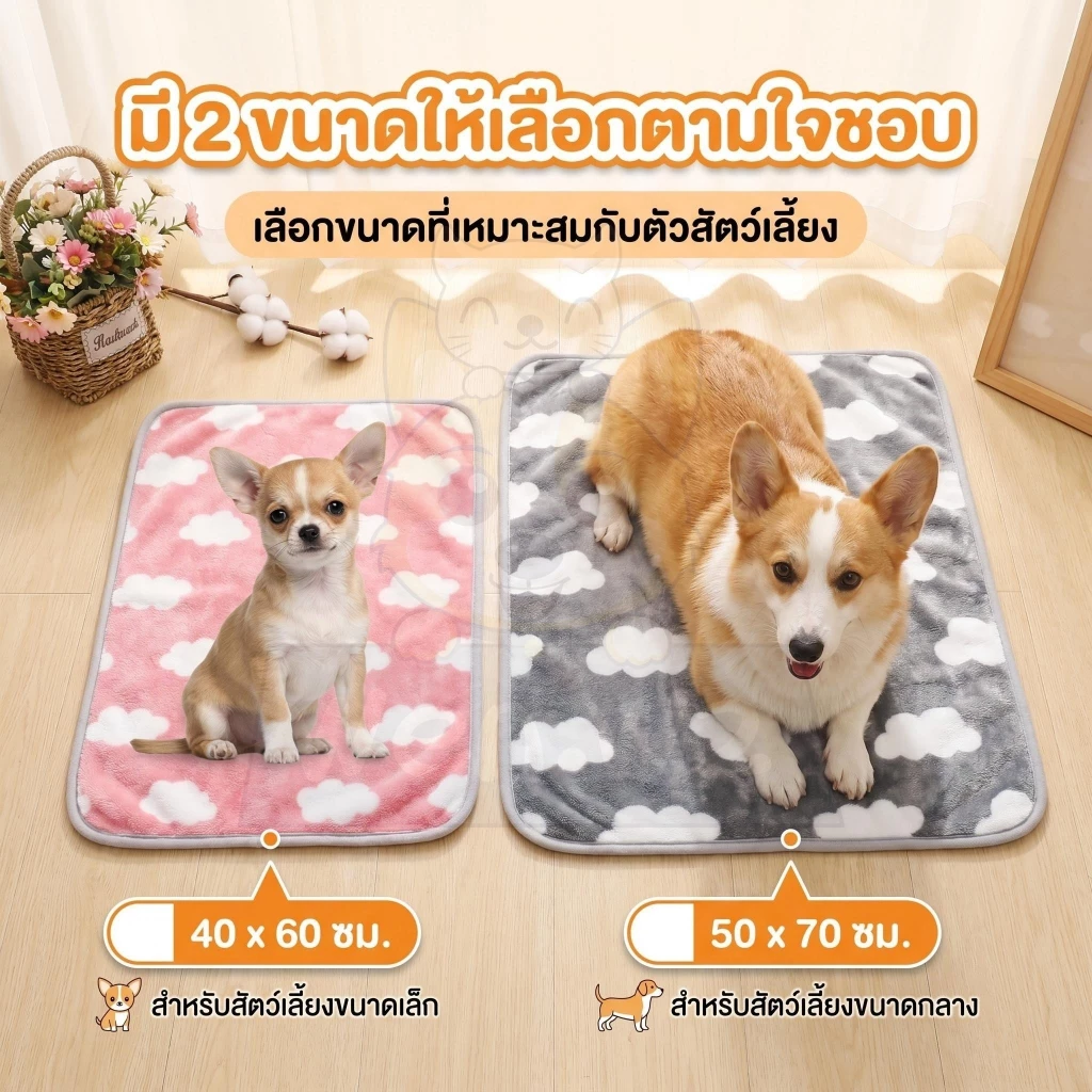 wen.W2 ผ้าห่มสัตว์เลี้ยง ขนนุ่มอบอุ่น ซักได้ ลายน่ารัก แมว-สุนัข thumbnail 6
