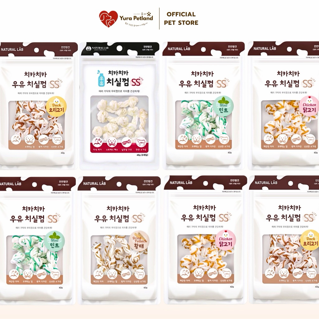 [ไหมนมขัดฟันสุนัข นำเข้าจากเกาหลี] NATURAL LAB Milk Floss Gum Series คอลลาเจน Size SS ทำความสะอาดฟัน ลดกลิ่นในช่องปาก
