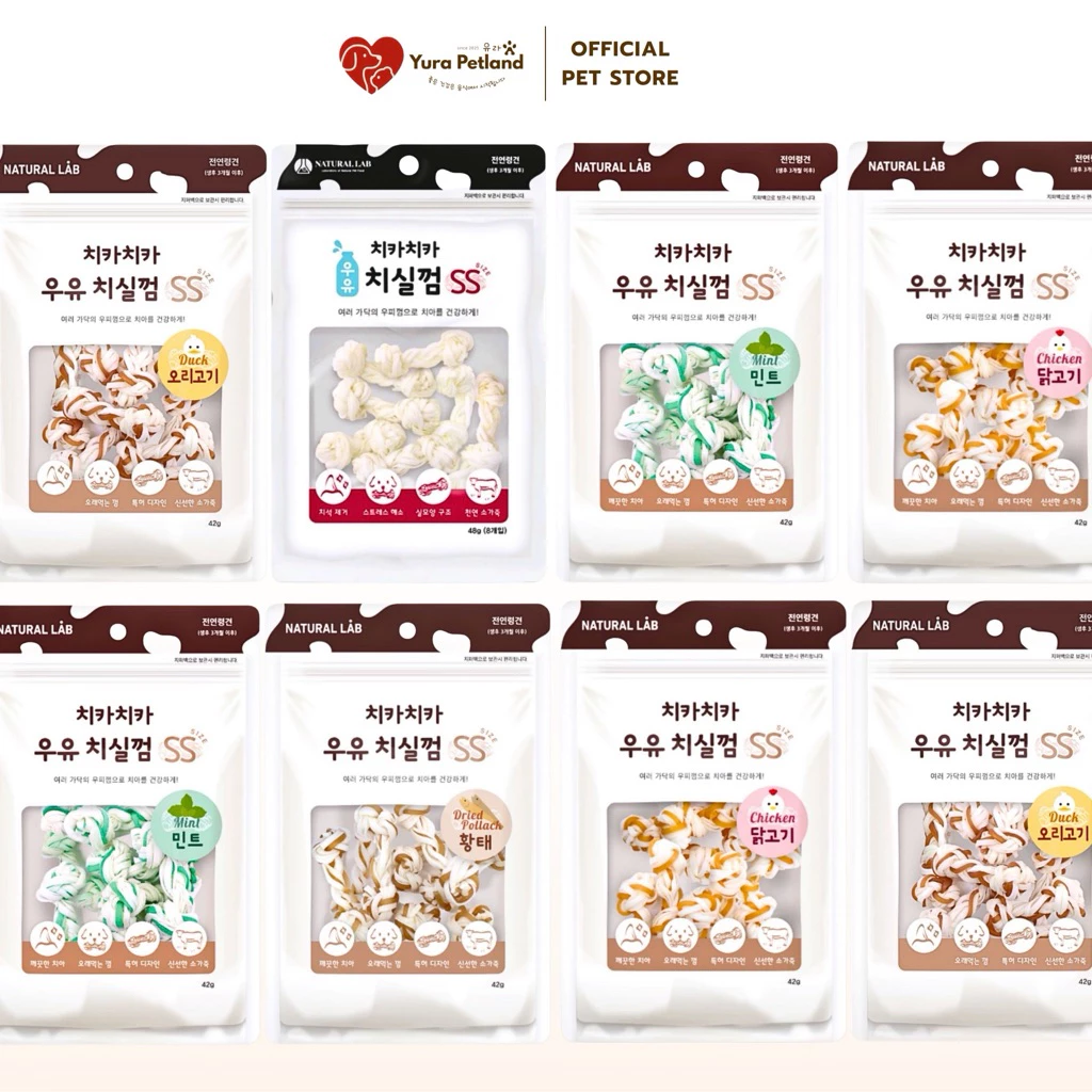 [ไหมนมขัดฟันสุนัข นำเข้าจากเกาหลี] NATURAL LAB Milk Floss Gum Series คอลลาเจน Size SS ทำความสะอาดฟัน ลดกลิ่นในช่องปาก