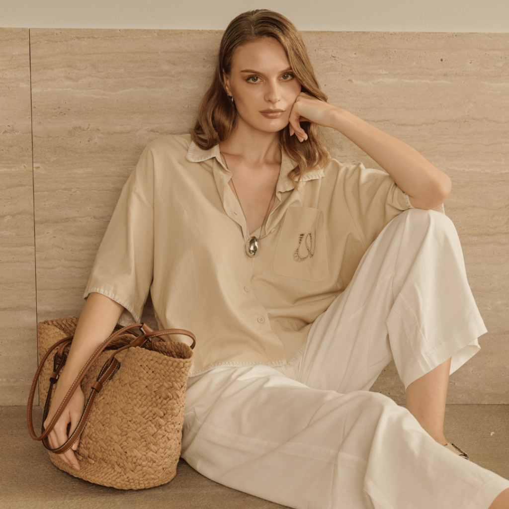 Withit Linen Shirt Short Sleeve with Eyelet Embroidery เสื้อเชิ้ตแขนสั้นลินินวิทอิท - TPW07788