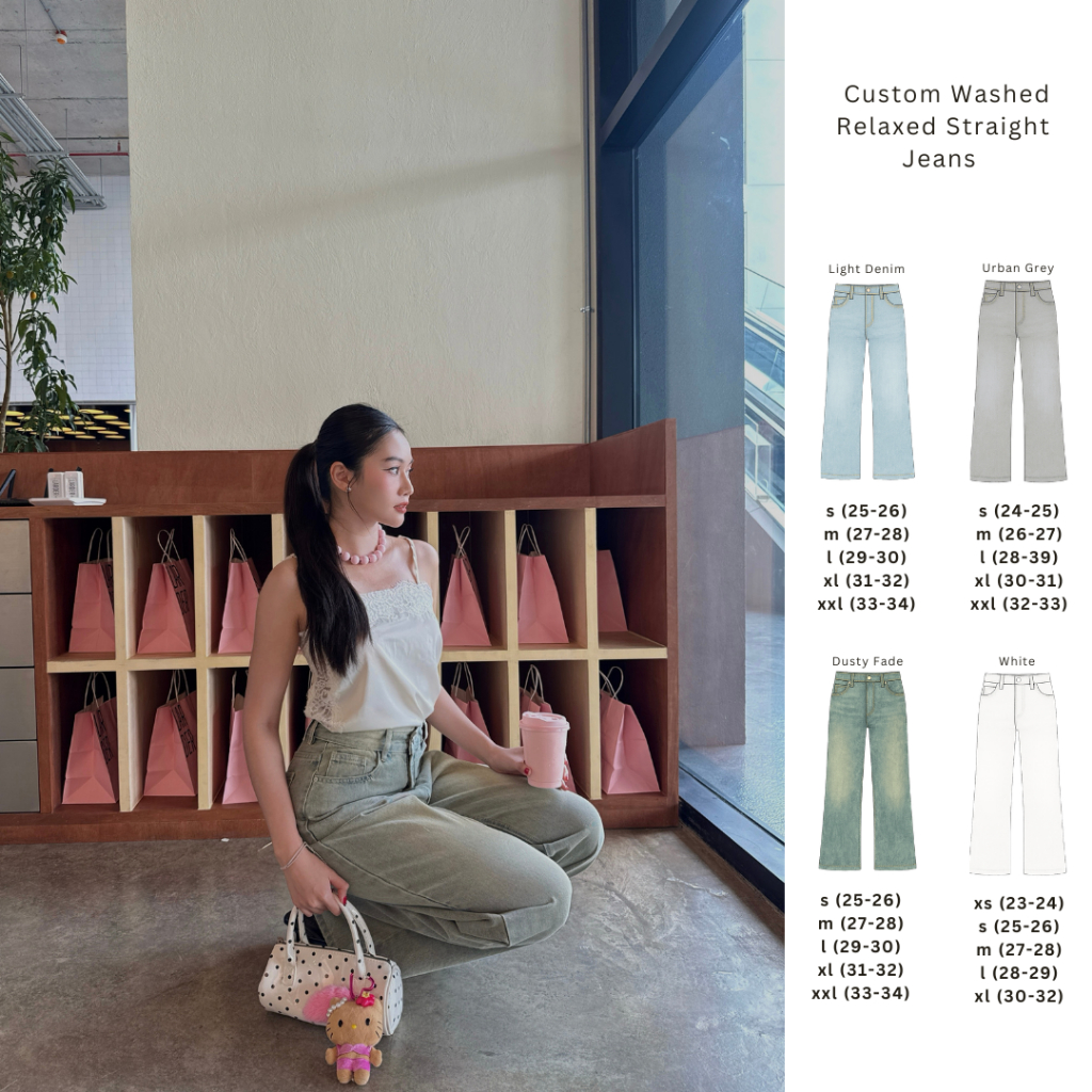 Arka.bkk Custom Washed Relaxed Straight Jeans กางเกงยีนส์ขากระบอกกลาง ฟอกพิเศษ 4 สี (XS-2XL)