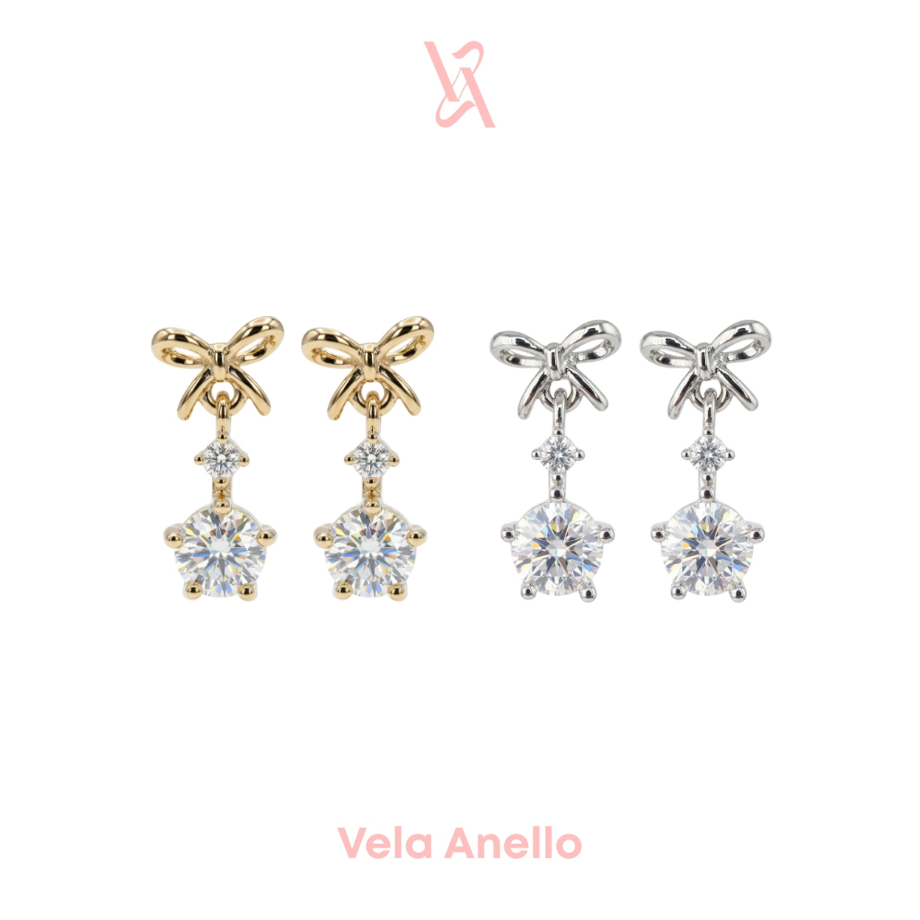 Vela The Forever Tie stainless ต่างหูสแตนเลส ต่างหูเพชร