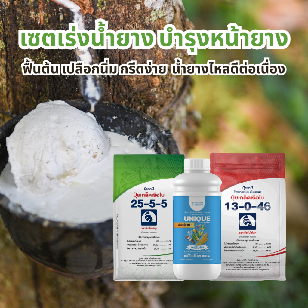 เซต#เพิ่มน้ำยาง #บำรุงหน้ายาง  ปุ๋ยเกล็ด 13-0-46 เรือใบ 1 กก.  ปุ๋ยเกล็ด 25-5-5 เรือใบ 1 กก.  ยูนีค 