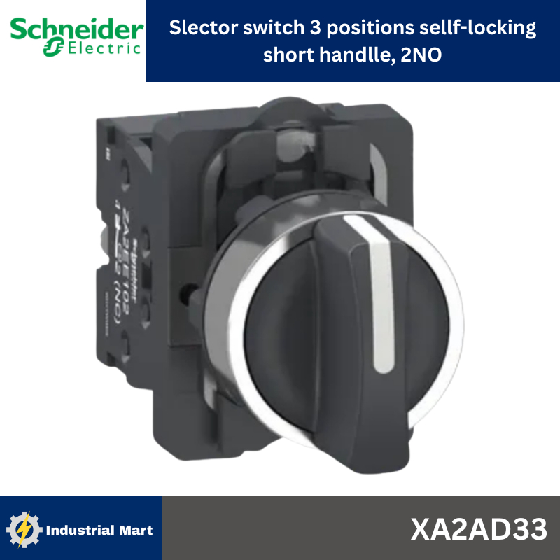 Schneider Electric XA2AD33 (รหัสเก่าXA2ED33) สวิตซ์ซีเลตเตอร์ 3 POS แบบค้าง Ø22mm พลาสติก 2NO Select