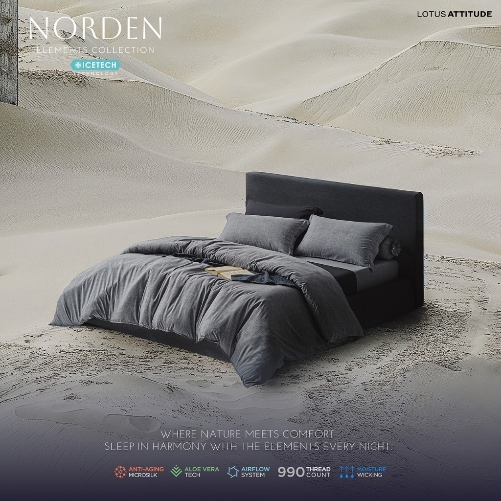 LOTUS ATTITUDE ชุดผ้าปู รุ่น NORDEN ELEMENTS นวัตกรรมICETECH Technology ทุกสัมผัสเย็นยิ่งขึ้น ส่งฟรี