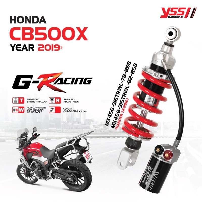 โช๊ค YSS แท้ G-RACING สำหรับ HONDA CB500X ปี 2019 ขึ้นไป โช้ค CB 500X โช๊คหลัง PRE ORDER