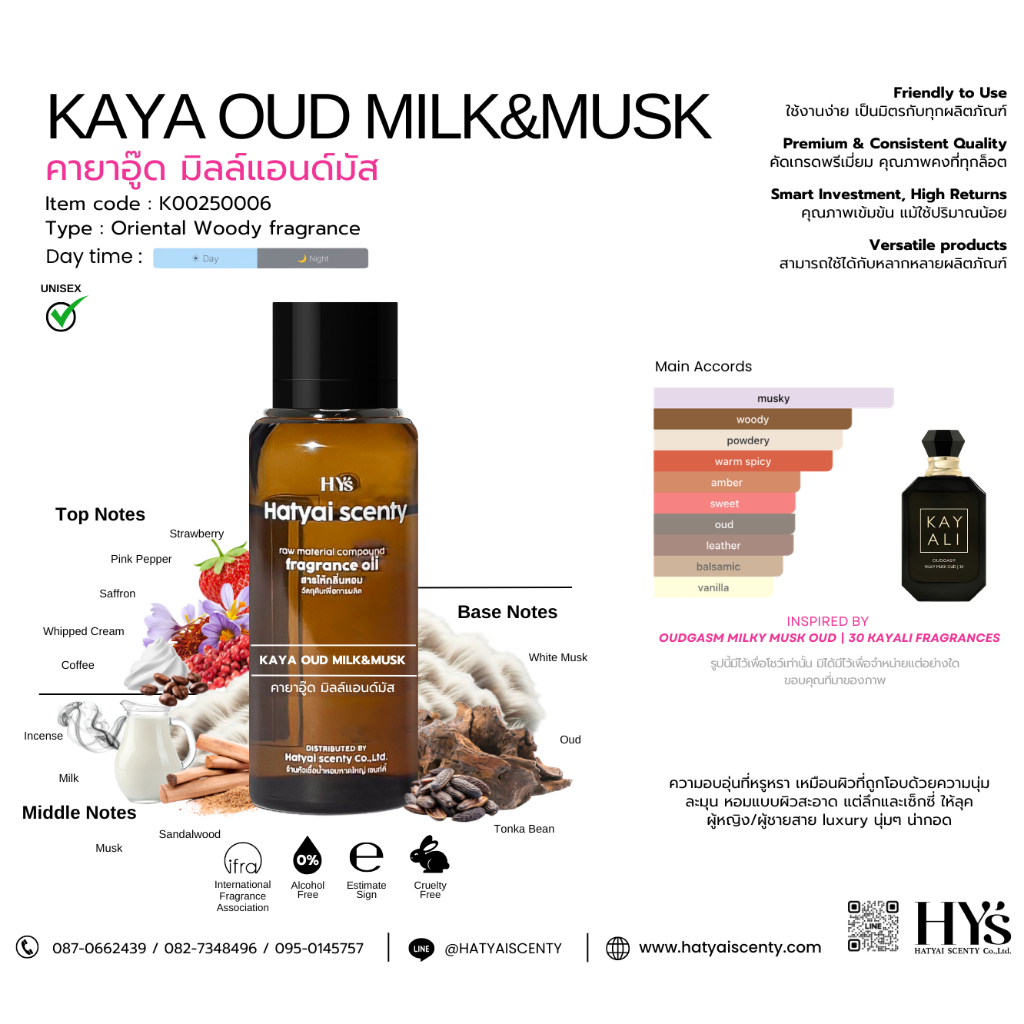 หัวเชืื้อน้ำหอม KAYA OUD MILK&MUSK  คายาอู๊ด มิลล์แอนส์มัส