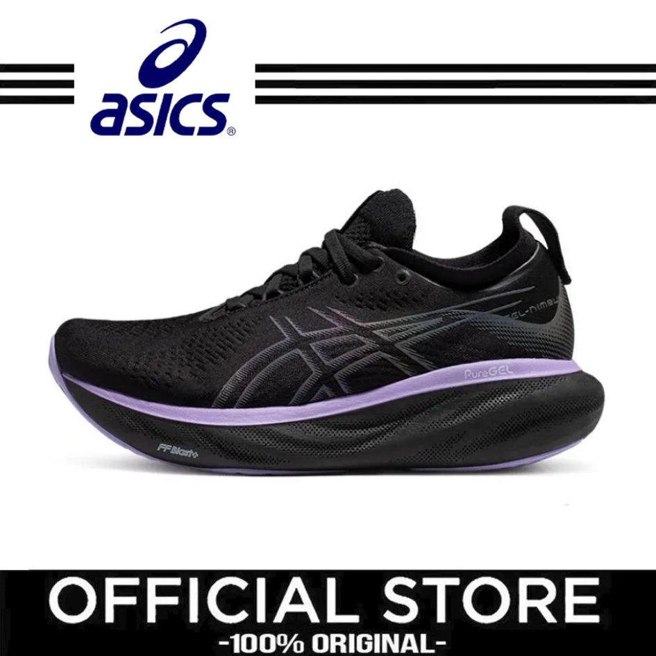 ASICS GEL-Nimbus 25 ผ้าการดูดซับแรงกระแทกทนต่อการสึกหรอ Breathable Rebound รองเท้าวิ่งต่ำสำหรับผู้หญ