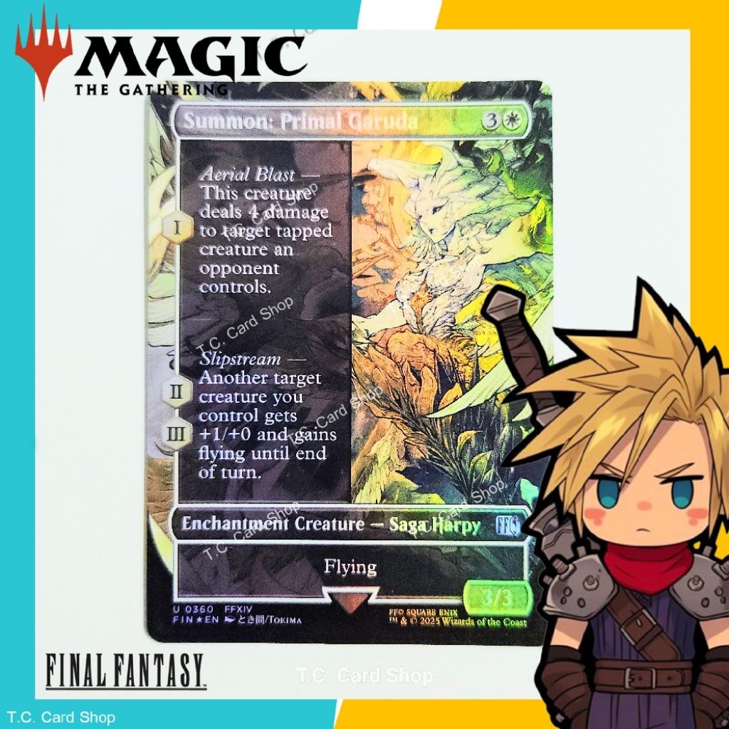 Summon: Primal Garuda (Borderless Foil) U0360 FFXIV - Final Fantasy - Magic the Gathering (MTG) (FIN