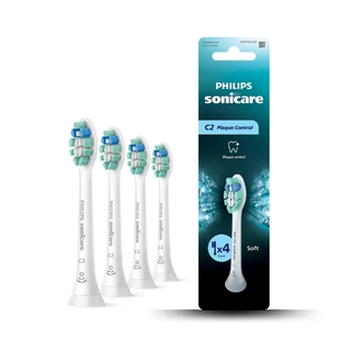 Philips Sonicare ฟิลิปส์ หัวแปรงสีฟันไฟฟ้า C2, Plaque Control, หัวแปรง Soft, แพ็ค 4 (ด้ามสีขาว) รุ่น HX9024/14