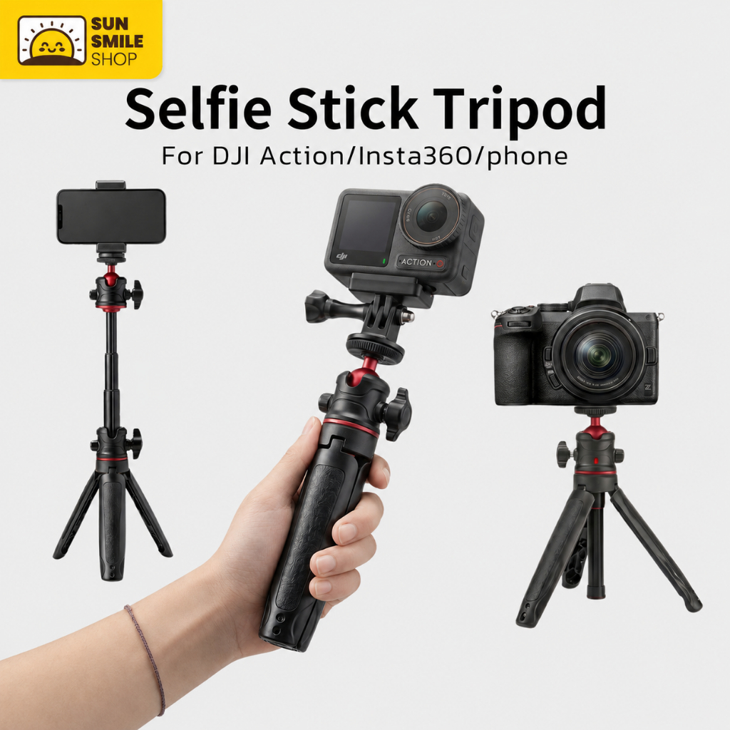 ไม้เซลฟี่ DJI Osmo Action 5 Pro /4/3 แบบถือมือ พกพาได้ ก้านต่อยืด พร้อมขาตั้งกล้อง ขาตั้งโต๊ะ อุปกรณ์เสริม