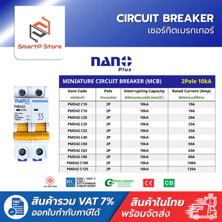 NANO PLUS เซอร์กิตเบรกเกอร์ เบรกเกอร์ลูกย่อย 2P 10kA รุ่น PMD42